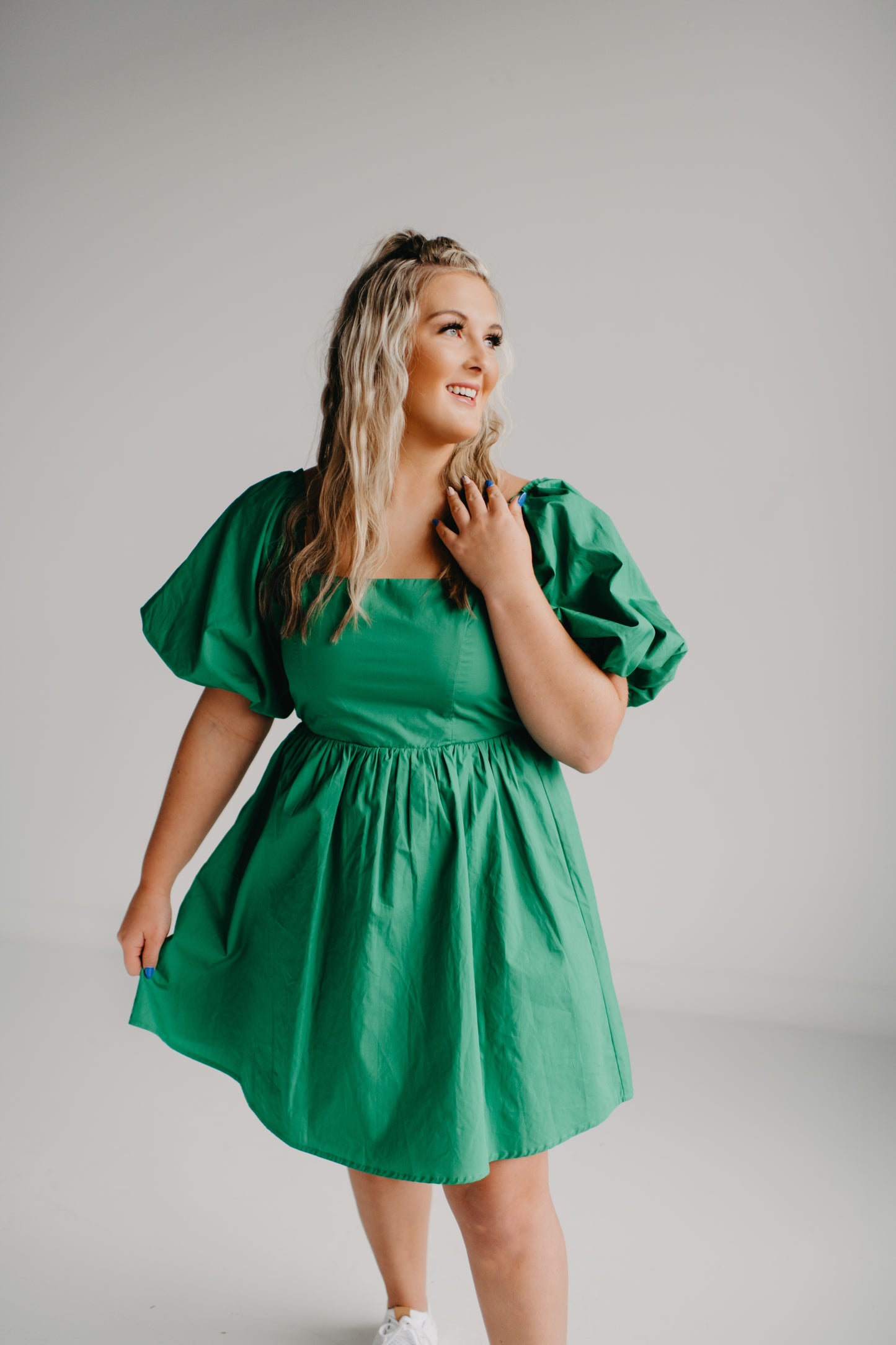 Stella Bow Dress in Emerald