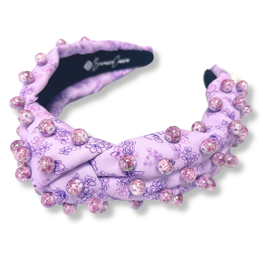 Purple Floral Beaded Headband