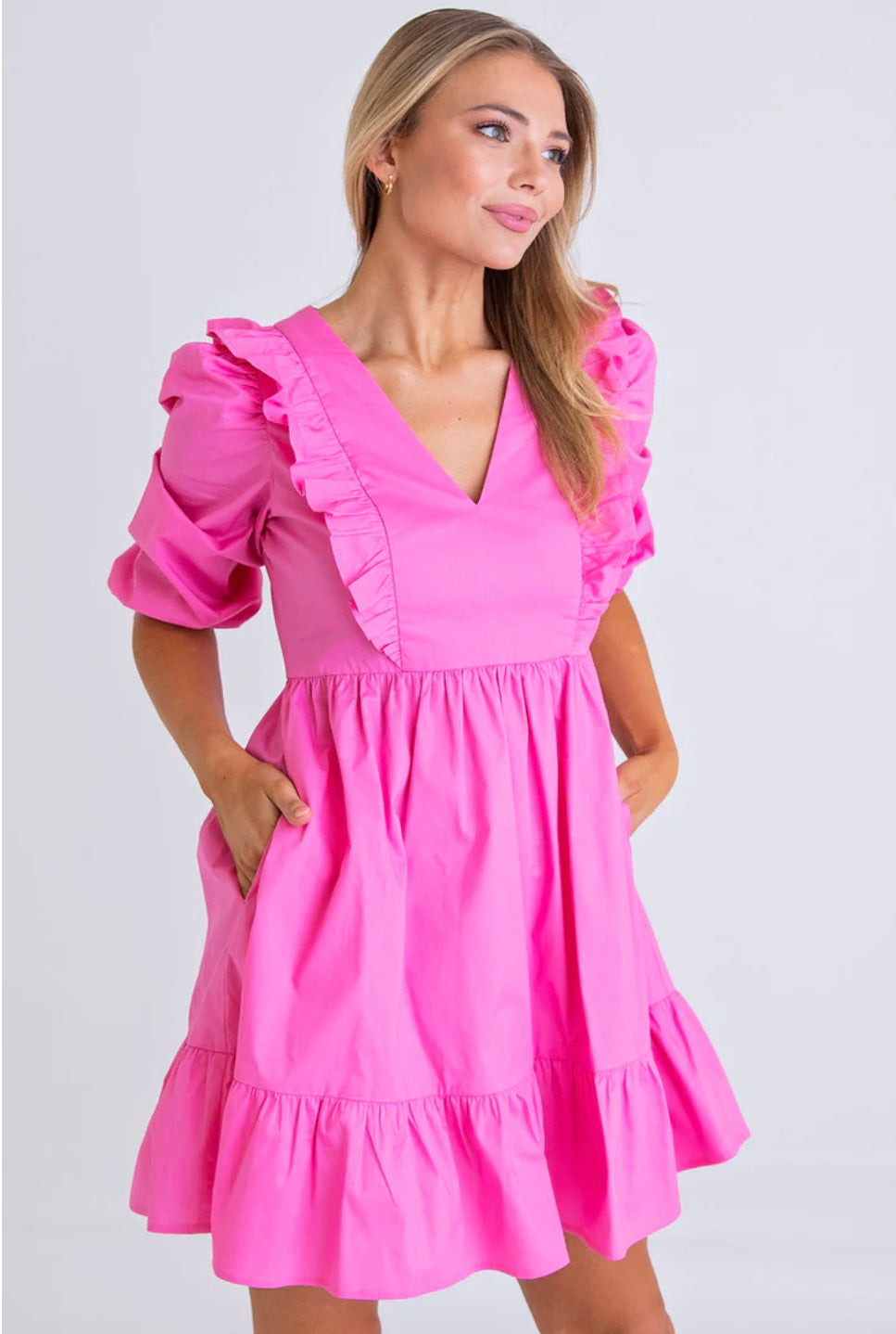 Kennadi Hot Pink Poplin Dress