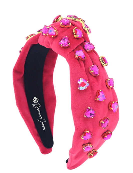 Hot Pink Velvet Headband with Hand-Sewn Hot Pink Crystals