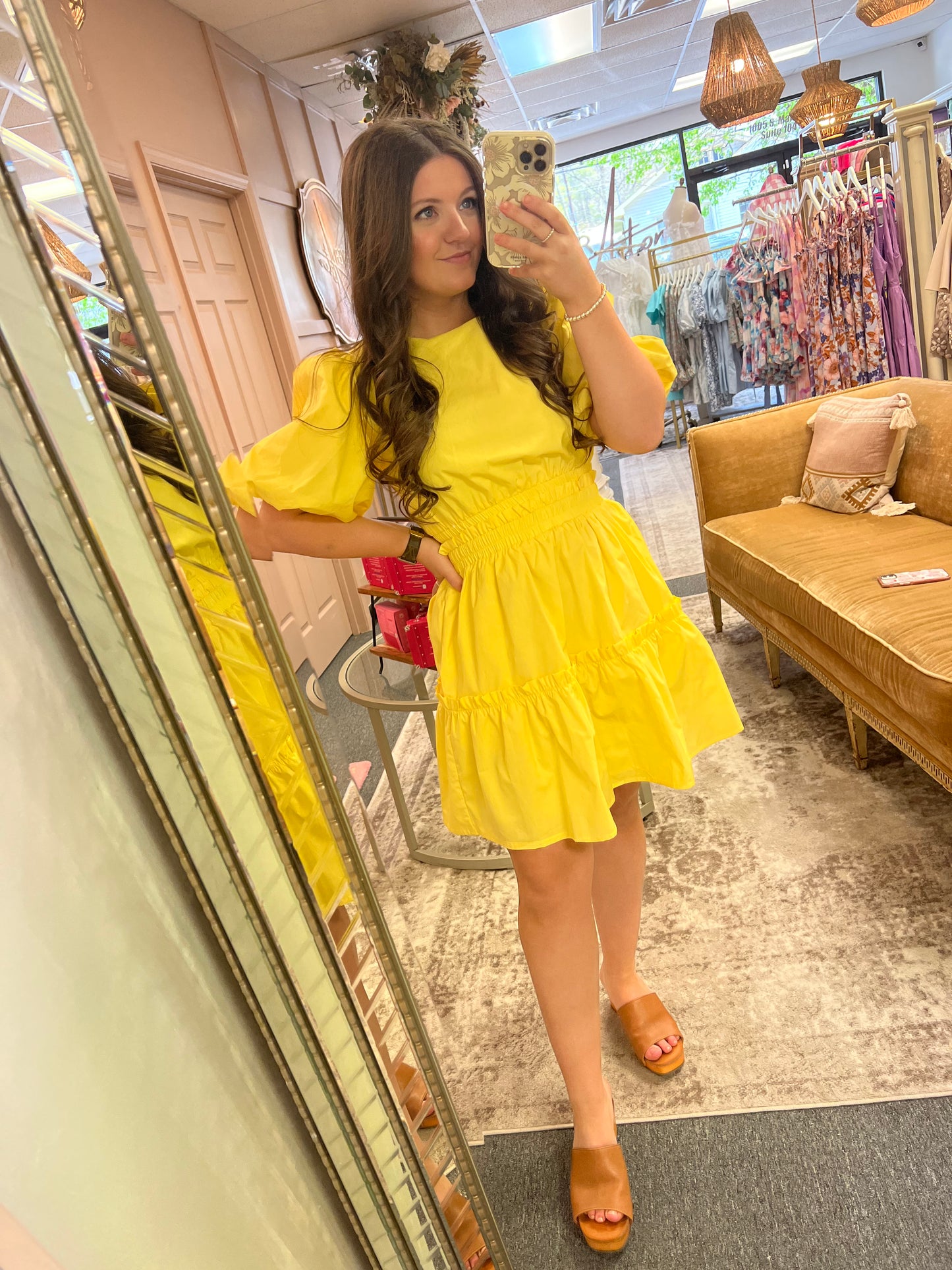 Lemon Poplin Mini Dress